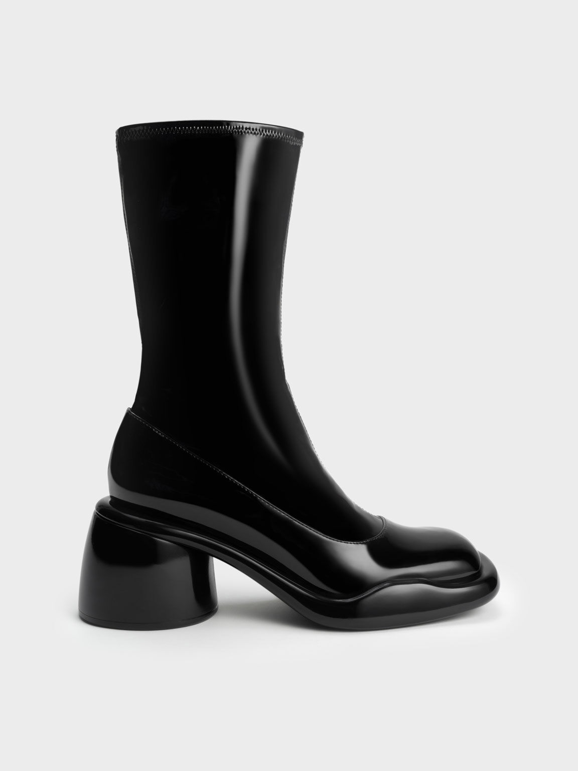 Patent chunky boots store
