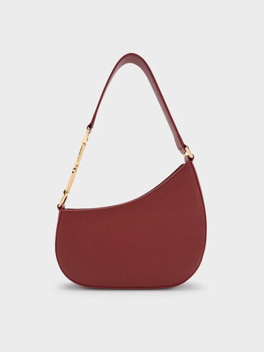 Agatha Chain-Accent Shoulder Bag, Burgundy, hi-res