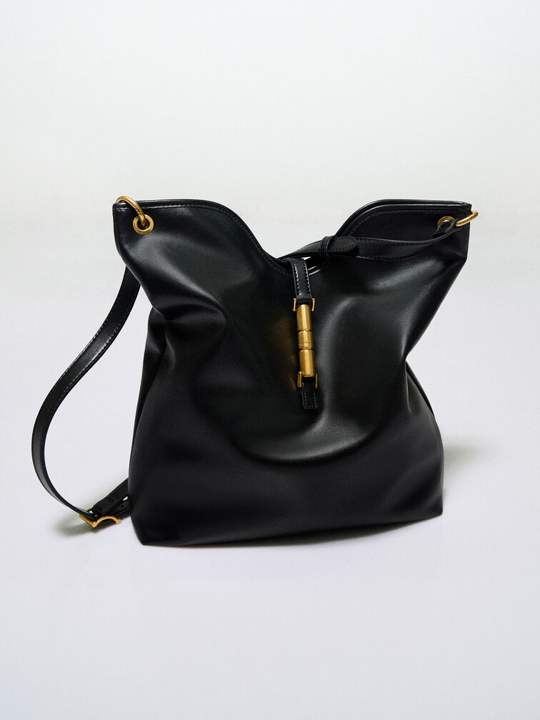 Cesia Metallic-Accent Tote Bag, Black, hi-res
