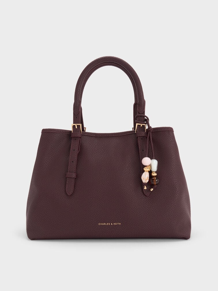 Baral Bead-Charm Tote Bag, Wineberry Red, hi-res