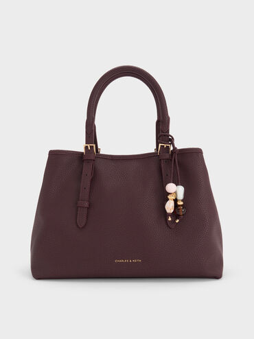 Baral Bead-Charm Tote Bag, Wineberry Red, hi-res