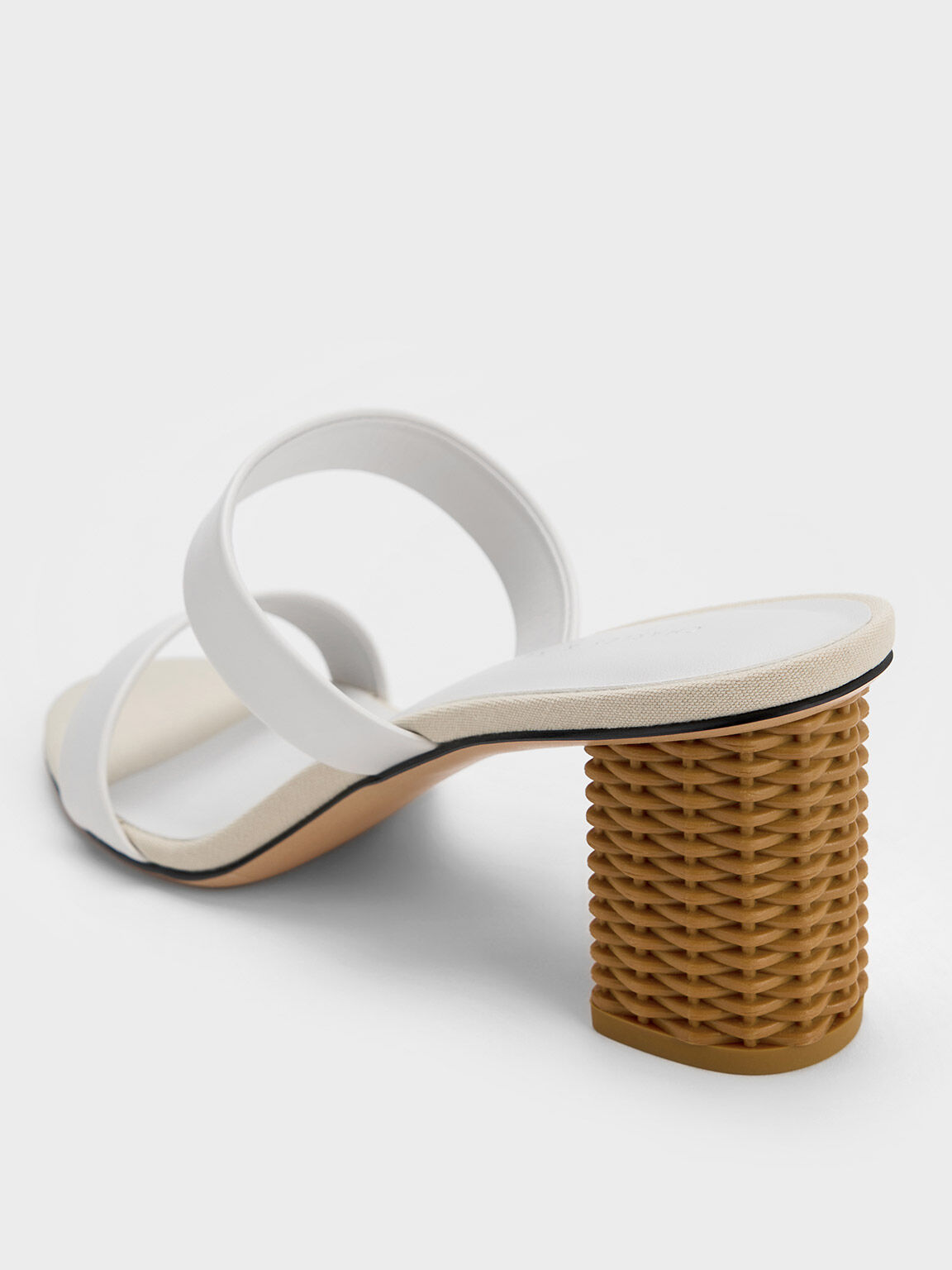 Rattan Block Heel Sandals White