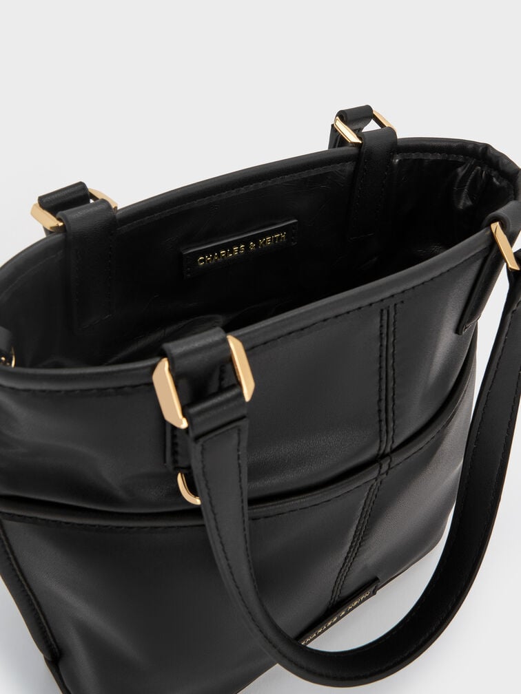 Addison Knotted-Rope Reversible Tote Bag, Black, hi-res