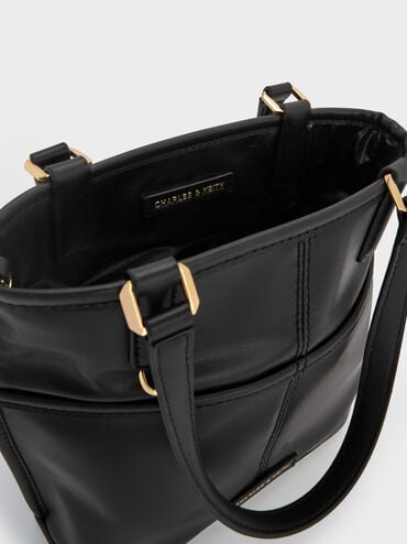 Addison Knotted-Rope Reversible Tote Bag, Black, hi-res