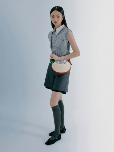 Blume Canvas Braided Curved Hobo Bag, Taupe Canvas, hi-res