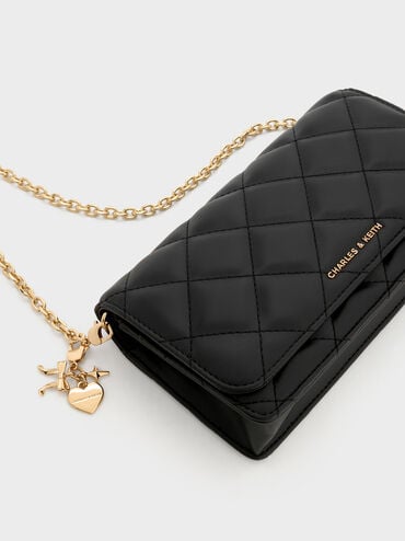 Arrietty Quilted Wallet On Chain, Black, hi-res