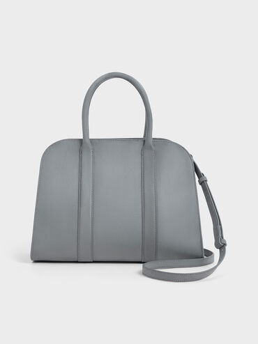 Axel Faux Suede Bowling Bag, Grey, hi-res