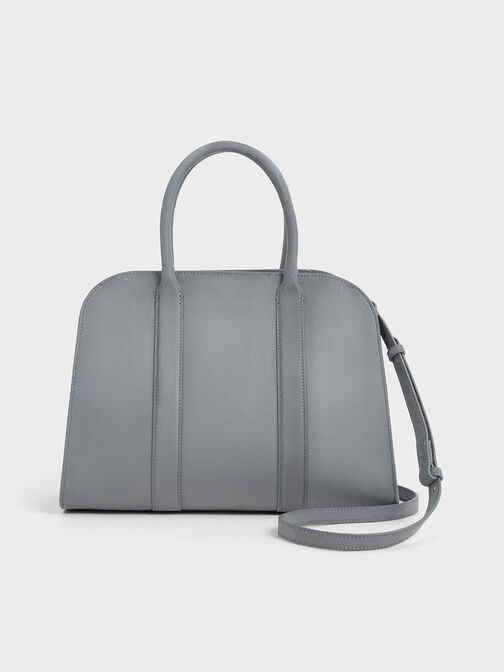 Axel Faux Suede Bowling Bag, Grey, hi-res