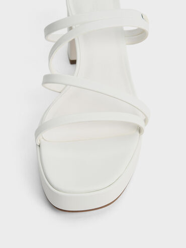 Strappy Block-Heel Mules, White, hi-res