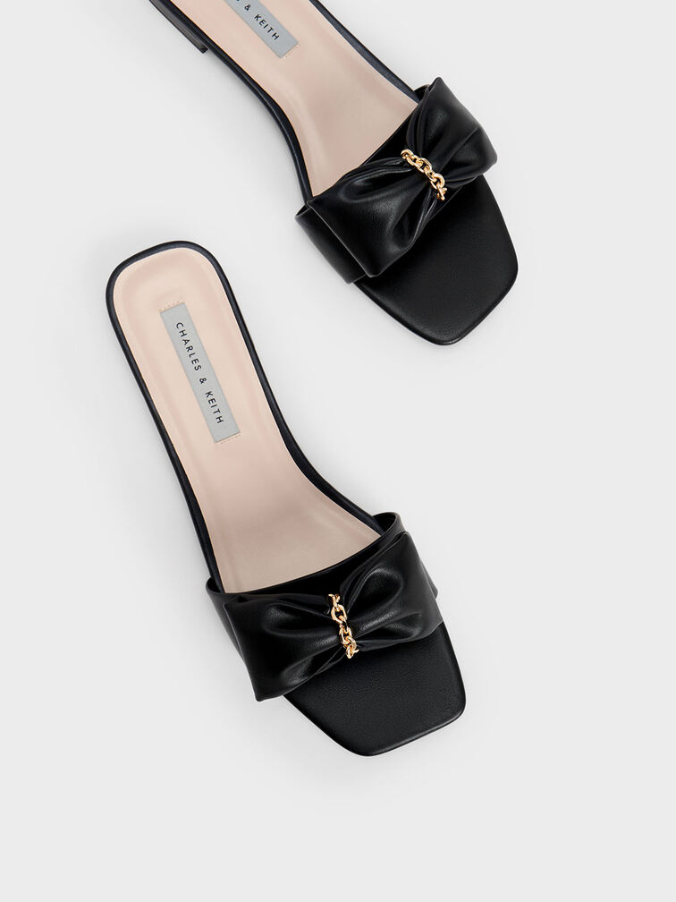 Chain-Link Bow Slides, Black, hi-res