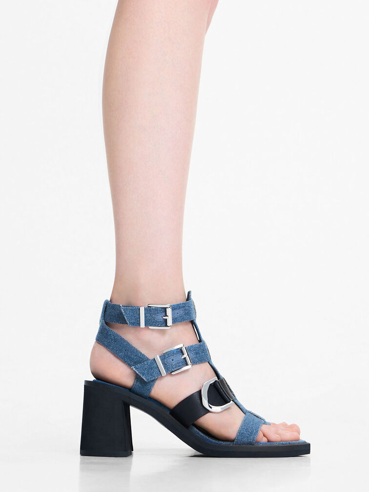 Gabine Denim Gladiator Sandals, Blue, hi-res