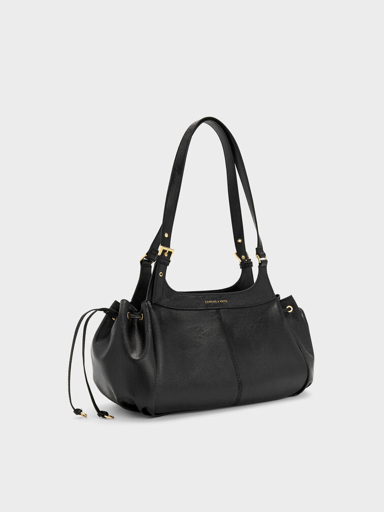 Lillith Drawstring Tote Bag, Black, hi-res