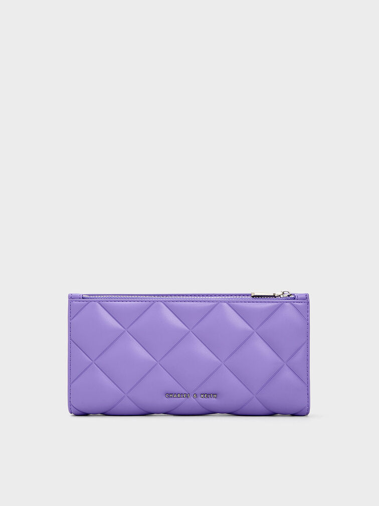 Danika Quilted Long Wallet, Purple, hi-res