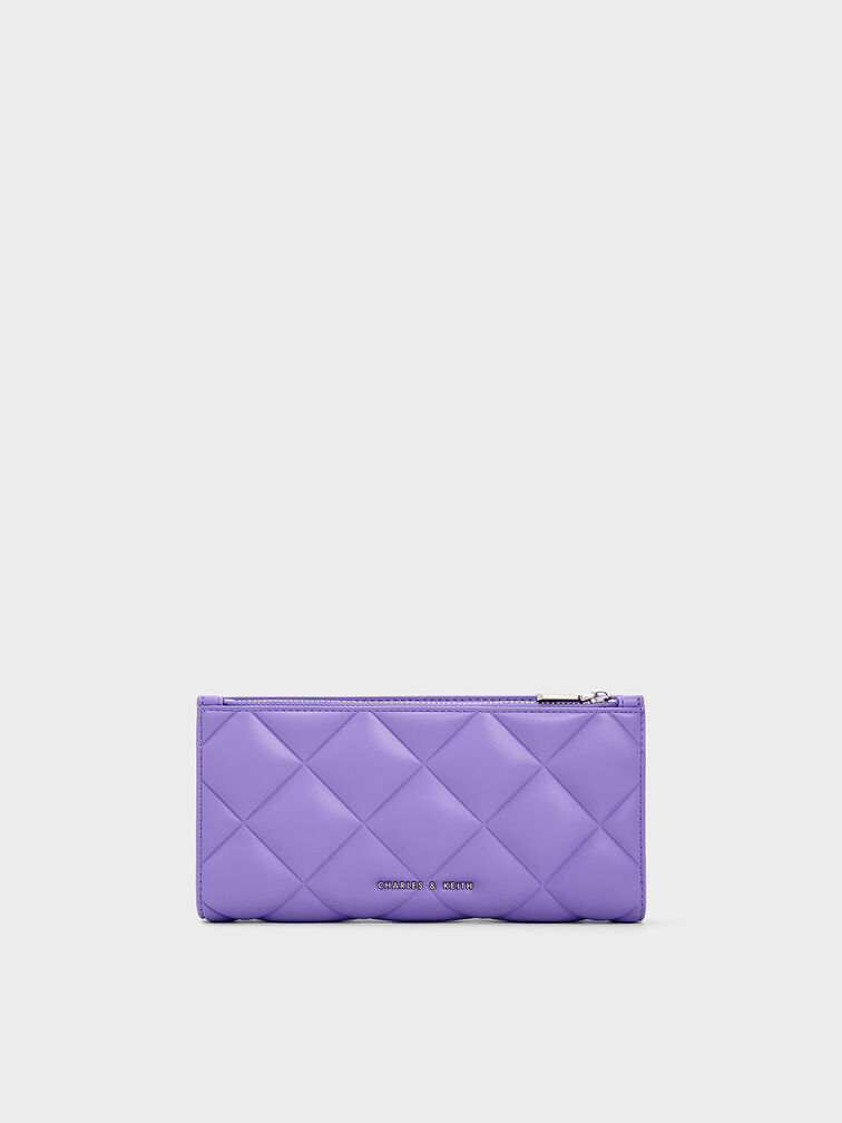 Danika Quilted Long Wallet, Purple, hi-res