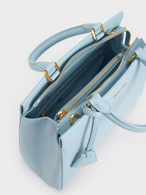 Classic Structured Handbag, Blue, hi-res