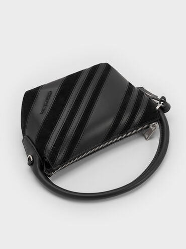 Zeya Recycled Suede Top Handle Bag, Noir, hi-res
