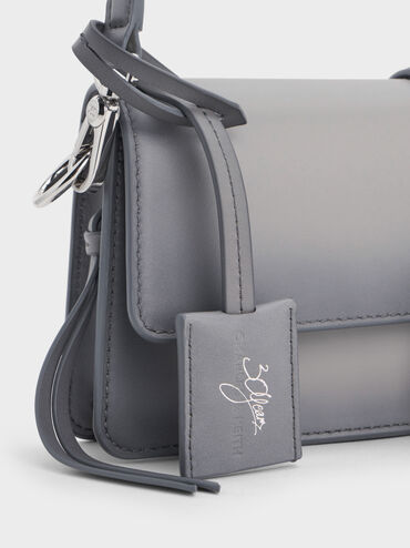 Gabine Leather Burnished Shoulder Bag, Grey, hi-res