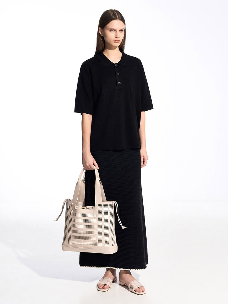 Delphi Cut-Out Tote Bag, Oat, hi-res