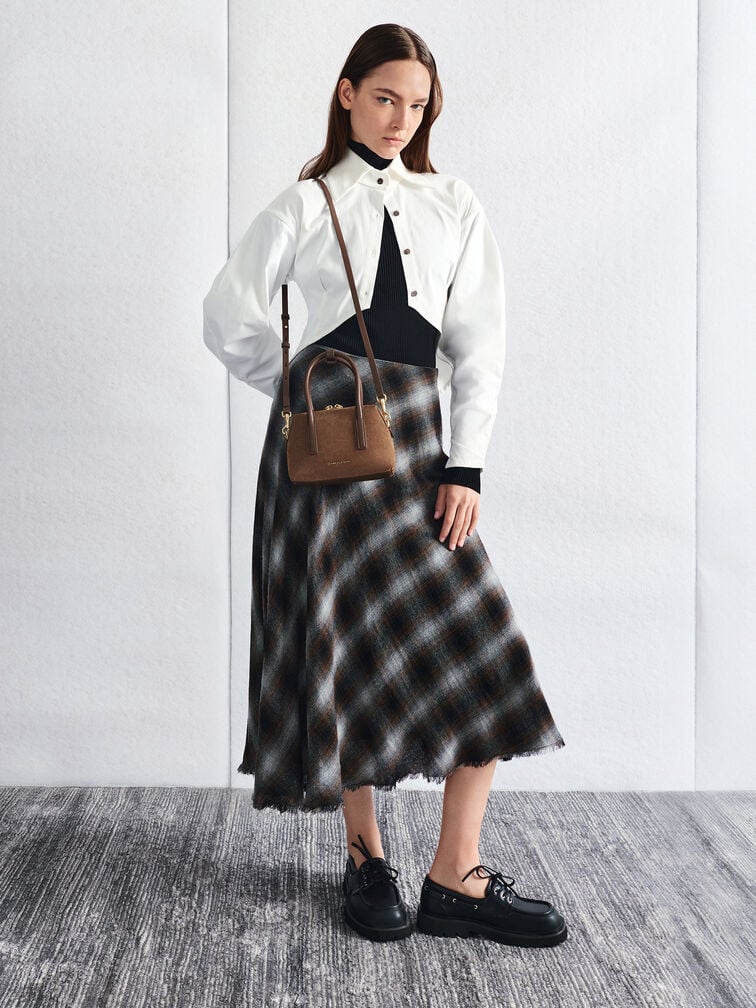 Deyna Recycled Suede Bowling Bag, Mocha Brown, hi-res