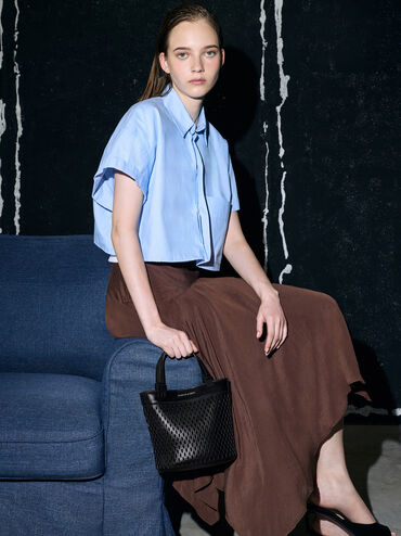 Juno Perforated Tote Bag, Noir, hi-res