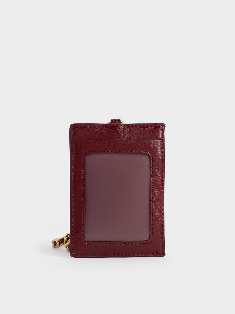 Wisteria Quilted Braided-Strap Card Holder, Burgundy, hi-res