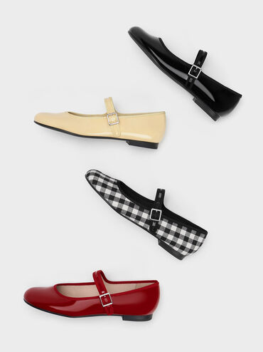 Carmel Patent Buckled Mary Jane Flats, Red, hi-res