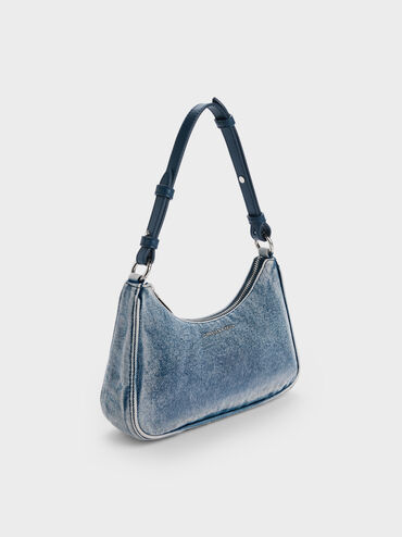 Lane Denim Chain-Strap Shoulder Bag, Denim Blue, hi-res