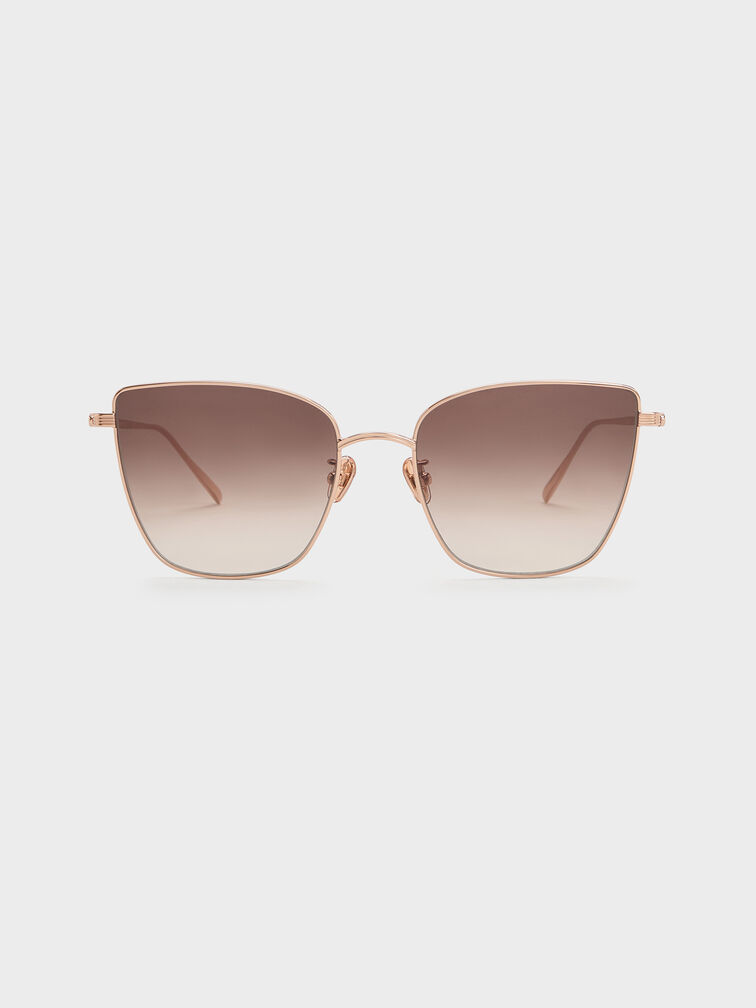 Livonia Crystal Square Sunglasses, Rose Gold, hi-res