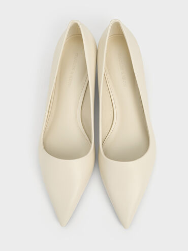 Pointed-Toe Kitten-Heel Pumps, Chalk, hi-res