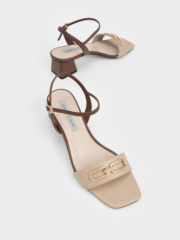 Two-Tone Chain Link Ankle Strap Sandals, Multi, hi-res