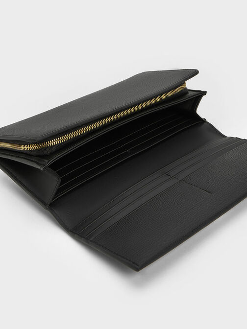 Front Flap Long Wallet, Black, hi-res