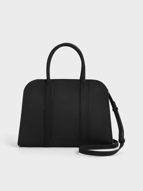 Axel Faux Suede Bowling Bag, Black, hi-res