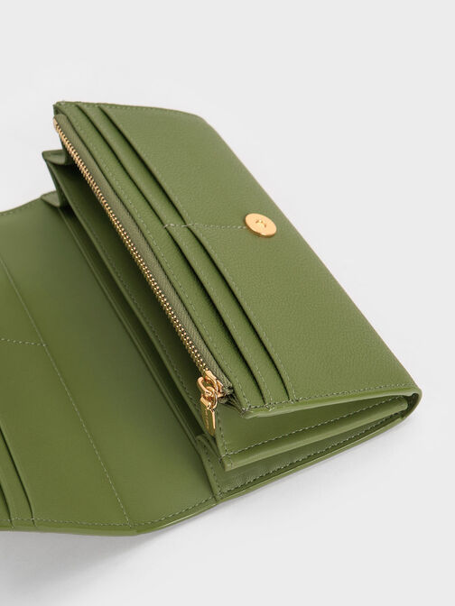 Curved Flap Long Wallet, Pistachio, hi-res