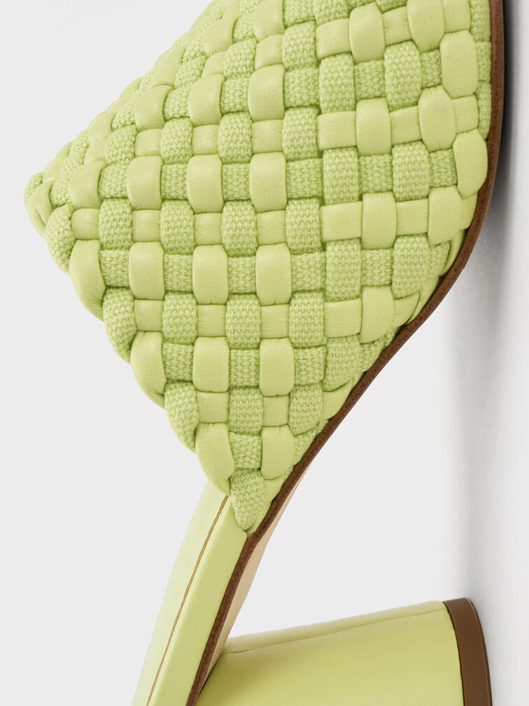 Interwoven Block Heel Mules, Lime, hi-res