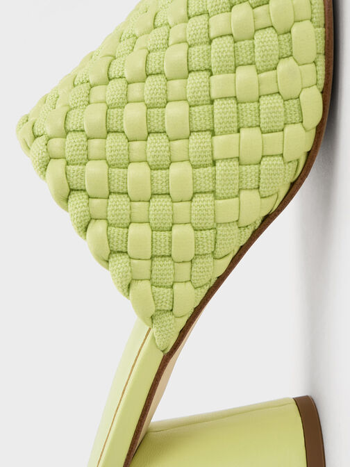 Interwoven Block Heel Mules, Lime, hi-res