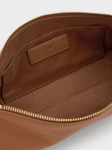 Leather Elongated Shoulder Bag, Cinnamon Tan, hi-res