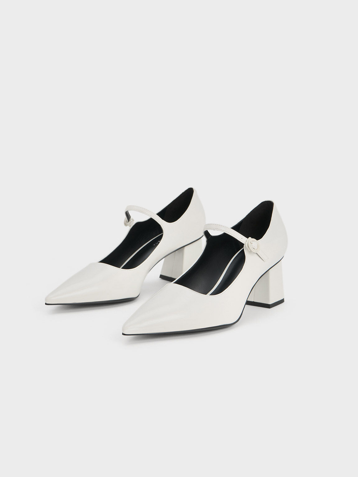 White pointed toe block heels outlet