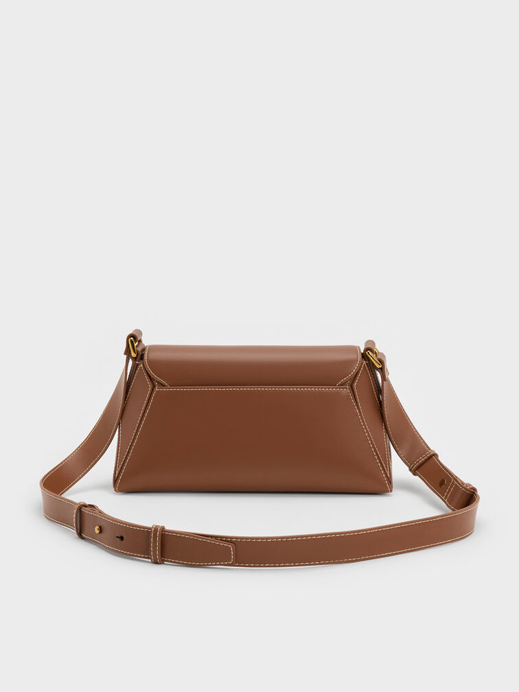Nasrin Geometric Shoulder Bag, Chocolate, hi-res