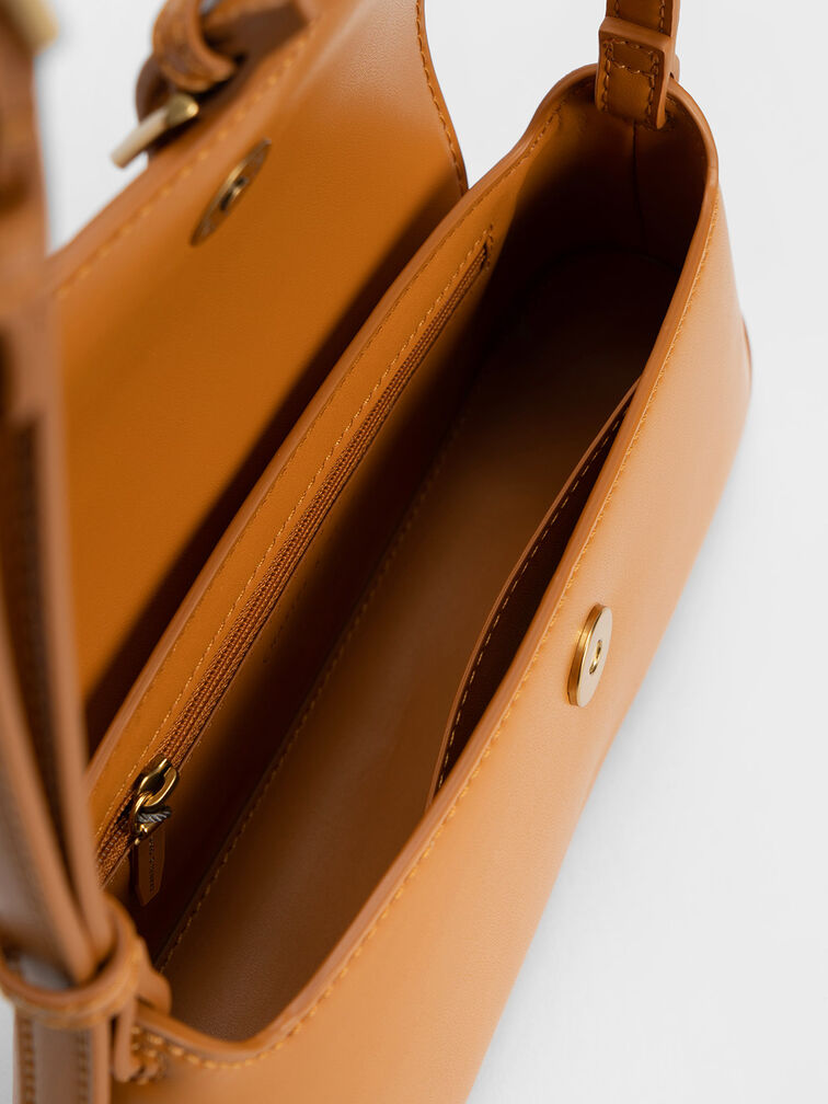 Annelise Double Belted Shoulder Bag, Orange, hi-res