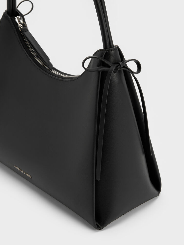 Hazel Bow Hobo Bag, Noir, hi-res
