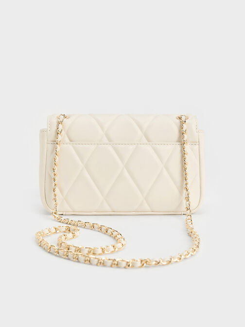 Arwen Diamond-Quilt Shoulder Bag, Cream, hi-res