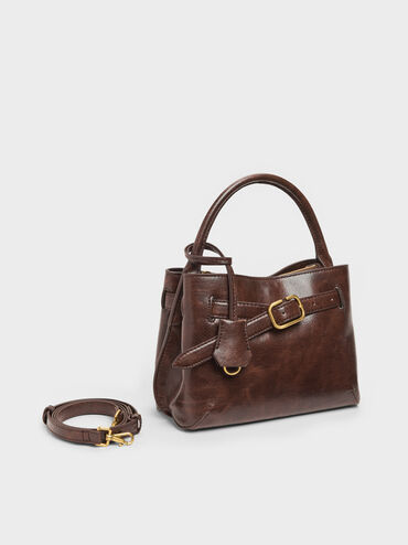 Victoria Belted Top Handle Bag, Distressed Coffee, hi-res