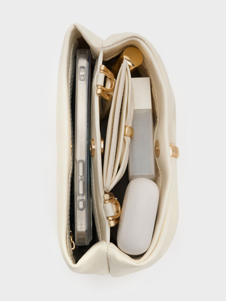 Halsey Ruched Top Handle Bag, Cream, hi-res
