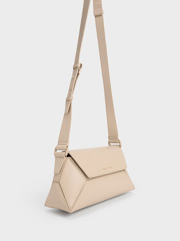 Nasrin Geometric Shoulder Bag, Beige, hi-res