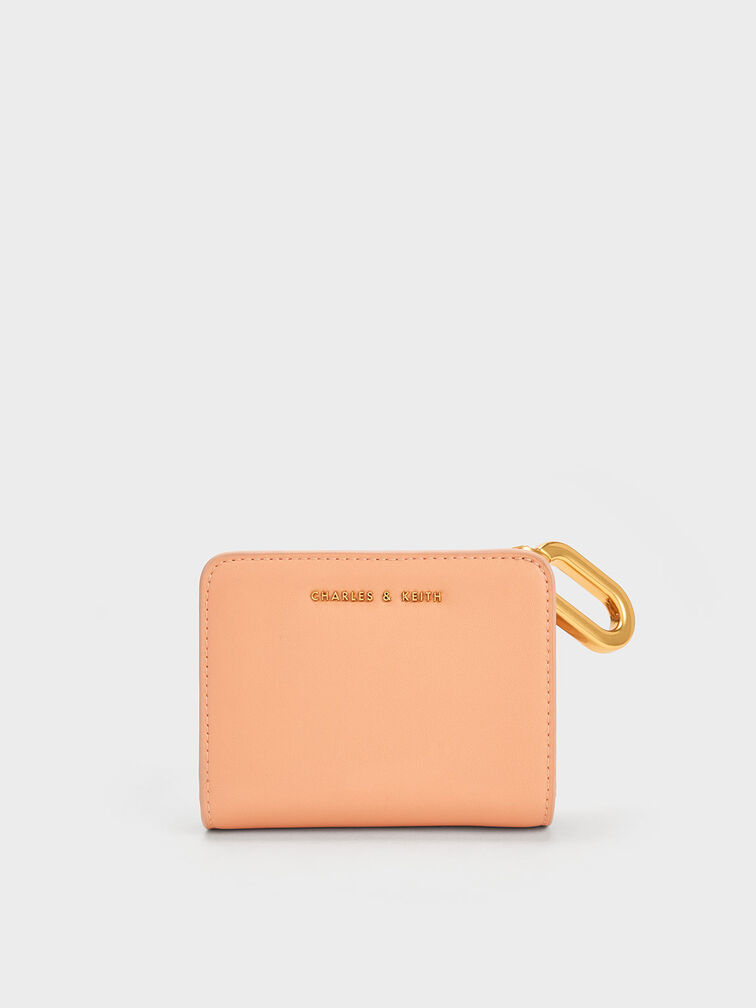 Corey Oval Keychain Zip Wallet, Orange, hi-res