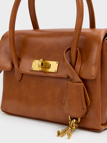 Mini Kerry Turn-Lock Tote Bag, Distressed Tan, hi-res