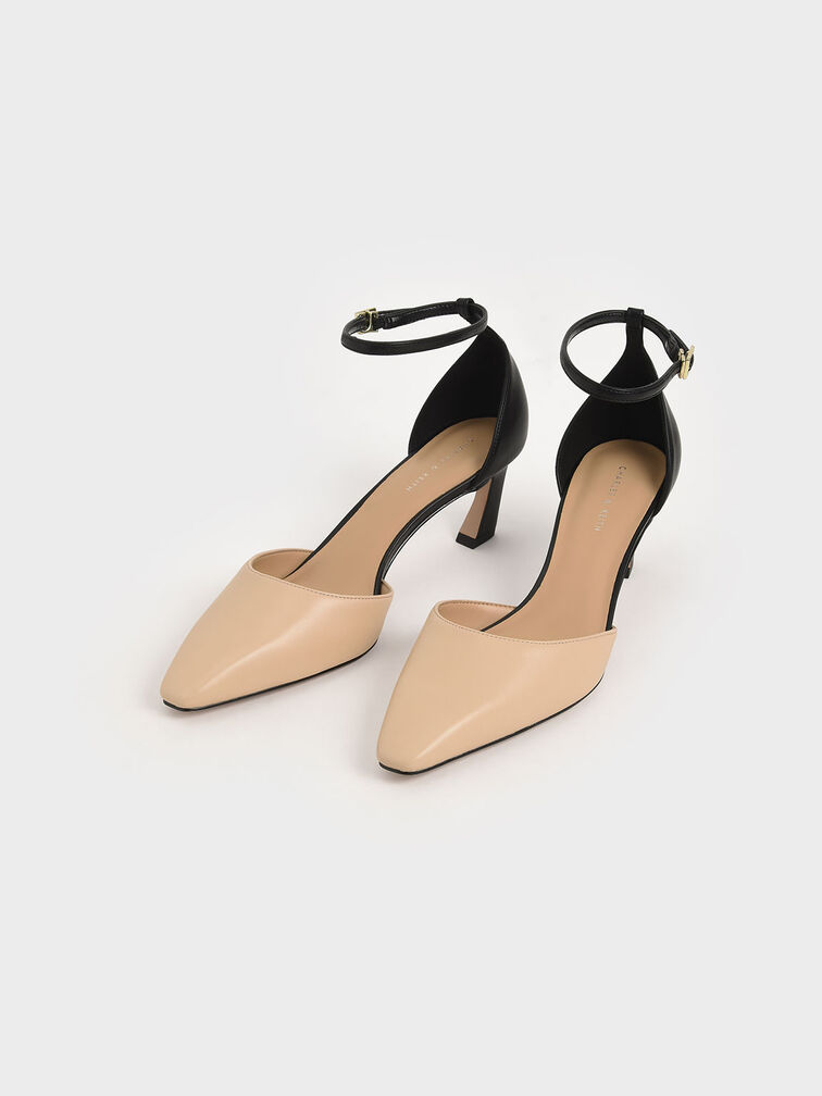 Slant Heel Ankle Strap Pumps, Multi, hi-res