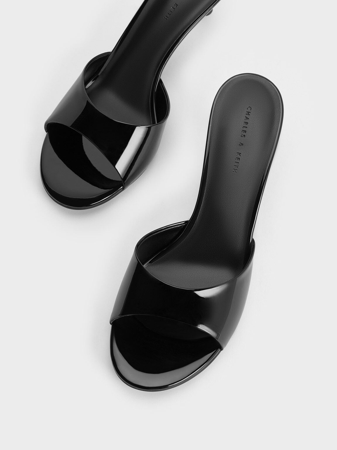 Black open toe mule hot sale heel