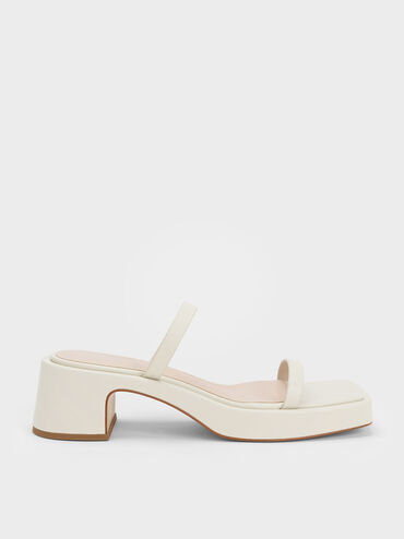 Square-Toe Platform Sandals, Chalk, hi-res