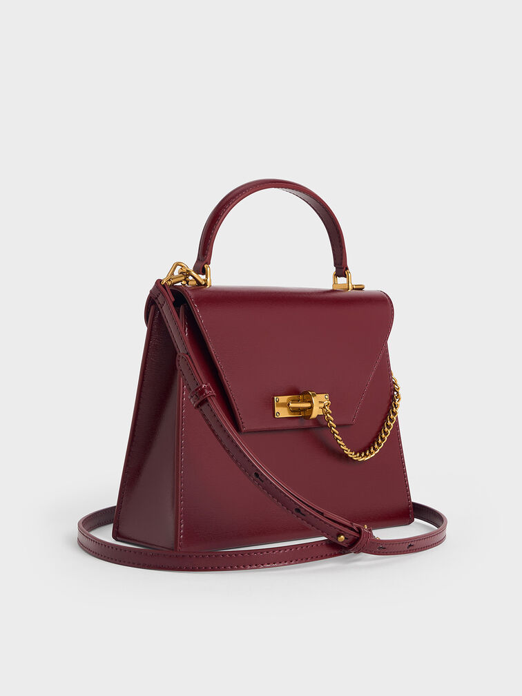 Samantha Envelope Top Handle Bag, Burgundy, hi-res